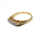 Antique Diamond Band - Edwardian 18k Yellow Gold & Platinum Genuine Natural Gemstones - Vintage 1910s Five Stone Ring Size 6 Fine Jewelry