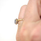 Sapphire & Diamond Halo Ring - Estate 9k Yellow White Gold Light Blue Gem Cluster - Modern Size 5 Petite Dainty Engagement Y2K Fine Jewelry