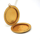 Antique Flower Locket - Edwardian Era Gold Filled Rhinestone Pendant Necklace - Circa 1910s Round Engraved Photograph Statement Fine Jewelry
