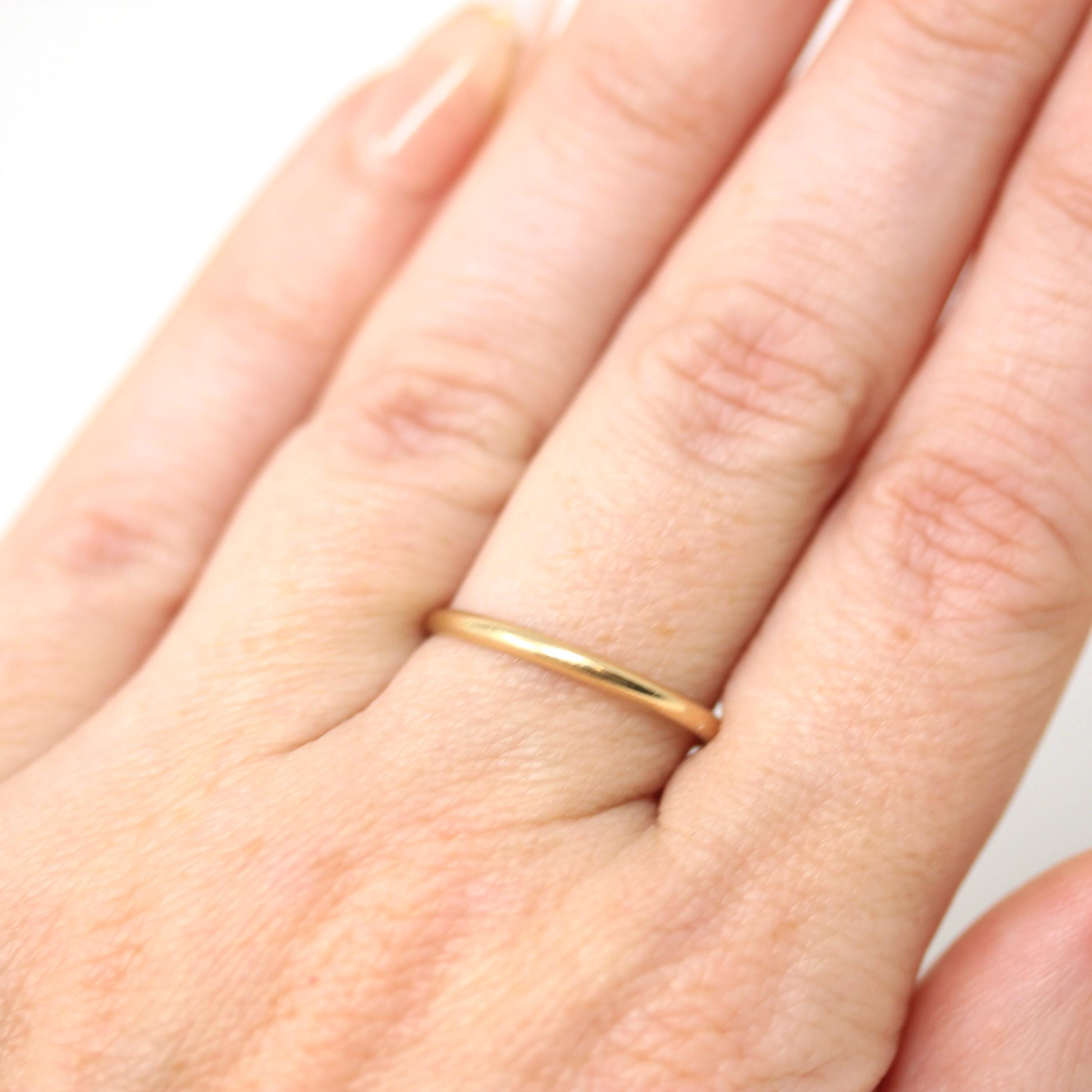 Modern Dainty Band - Minimalist 14k Yellow Gold Unadorned Plain Polished Ring- Circa 2000s Estate Size 6 1/2 Simple Stacking Fine Jewelry