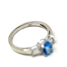 Blue Topaz Ring - Estate 10k White Gold Oval Faceted Blue Gemstone - Modern 2000s Era Size 6 3/4 November Birthstone Y2K Fine Jewelry