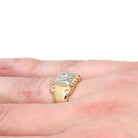 Vintage Diamond Ring - Retro 14k Yellow & White Gold .20 CT Unisex Men's Band - Circa 1940s Era Size 8 1/4 Two Tone Engagement Fine Jewelry