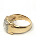 Vintage Diamond Ring - Retro 14k Yellow & White Gold .20 CT Unisex Men's Band - Circa 1940s Era Size 8 1/4 Two Tone Engagement Fine Jewelry