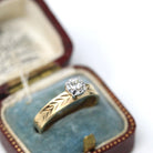 Vintage Diamond Ring - 14k Yellow & White Gold Round .17 CT Solitaire Engagement - Size 8 Retro Era 1990s Illusion Head Fine Wheat Jewelry