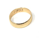 Art Deco Inscribed Wedding Band - Vintage 6k Yellow Gold Unadorned Plain Ring - Dated 1931 Size 6 1/2 Classic Simple Unisex 30s Fine Jewelry