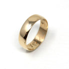 Art Deco Inscribed Wedding Band - Vintage 6k Yellow Gold Unadorned Plain Ring - Dated 1931 Size 6 1/2 Classic Simple Unisex 30s Fine Jewelry