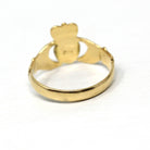 Vintage Claddagh Ring - Irish 18k Yellow Gold Heart Clasped Hand Crown - Dated 1961 Size 9 Friendship Love Loyalty Dublin Hallmark Jewelry