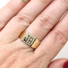 Letters "JA" Ring - Retro 14k Yellow Gold Engraved Cursive Initial Script Signet Band - Vintage Circa 1970s Size 7 Statement Fine Jewelry