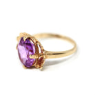 Created Sapphire Ring - Retro 10k Yellow Gold Oval Color Changing Gemstone - Circa 1940s Era Size 5 3/4 Solitaire Fine Statement Jewelry