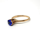 Garnet Glass Doublet Ring - Edwardian 10k Yellow Gold Round Faceted Bright Blue Stone - Antique Circa 1910 Size 6 1/4 Solitaire Fine Jewelry