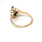 Simulated Sapphire Ring - Antique 10k Rosy Yellow Gold Navette Cluster Gems - Victorian Era Circa 1890s Size 8.5 Dainty Fine Diamond Jewelry