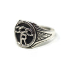 Art Deco "R" Ring - Antique Sterling Silver Three Links Letter Signet - Vintage 1920s Size 5 3/4 Odd Fellows Daughters of Rebekah Jewelry