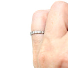 Belais Wedding Band - Art Deco Era 18k White Gold Eternity Design 2.19 MM Ring - Vintage Circa 1930s Size 5 Stacking Bridal Fine 20s Jewelry