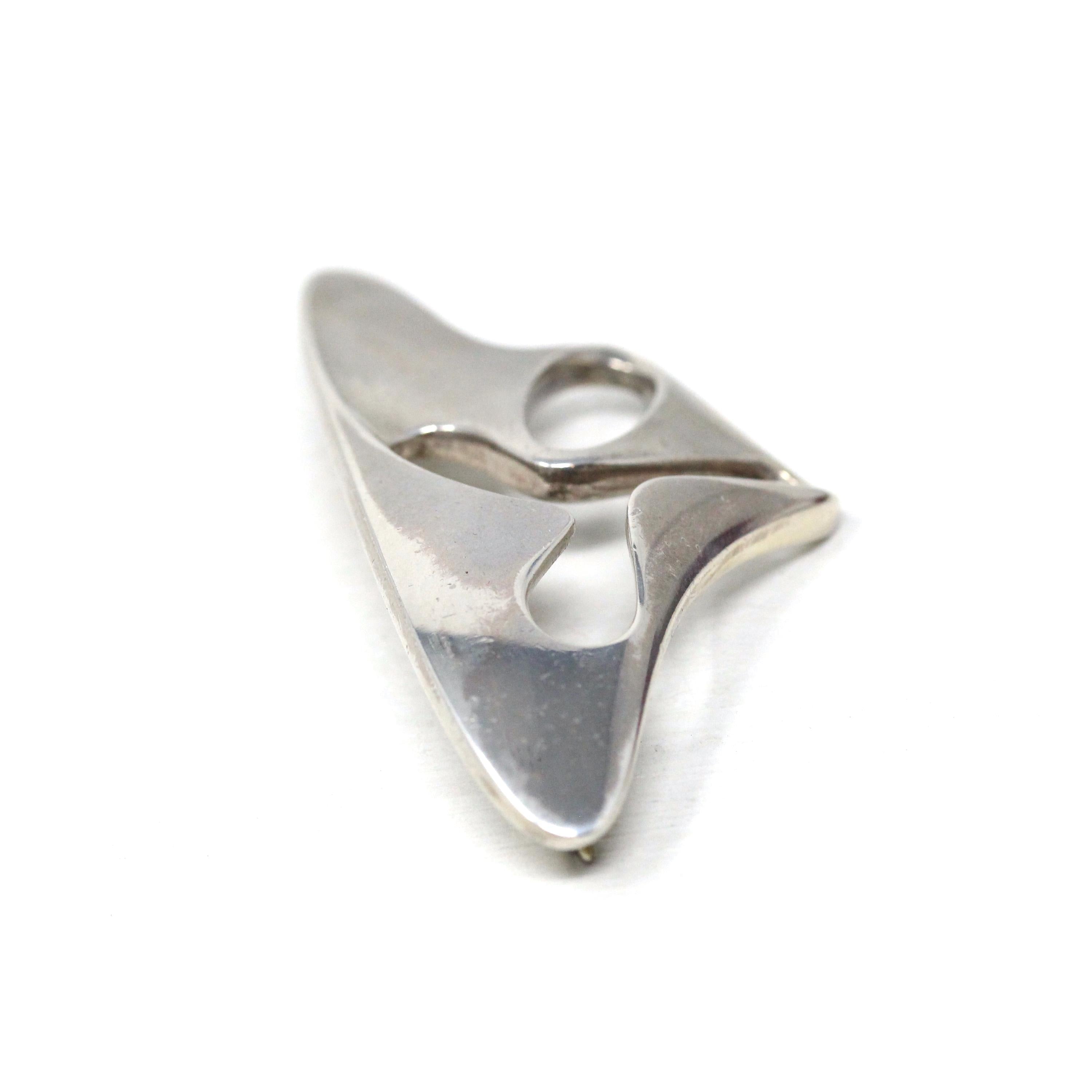 Amoeba Collectible Brooch - Art Deco Sterling Silver Organic Shape Cutout Pin - Copenhagen DK - Dated 1945 Era Georg Jensen Danish Jewelry