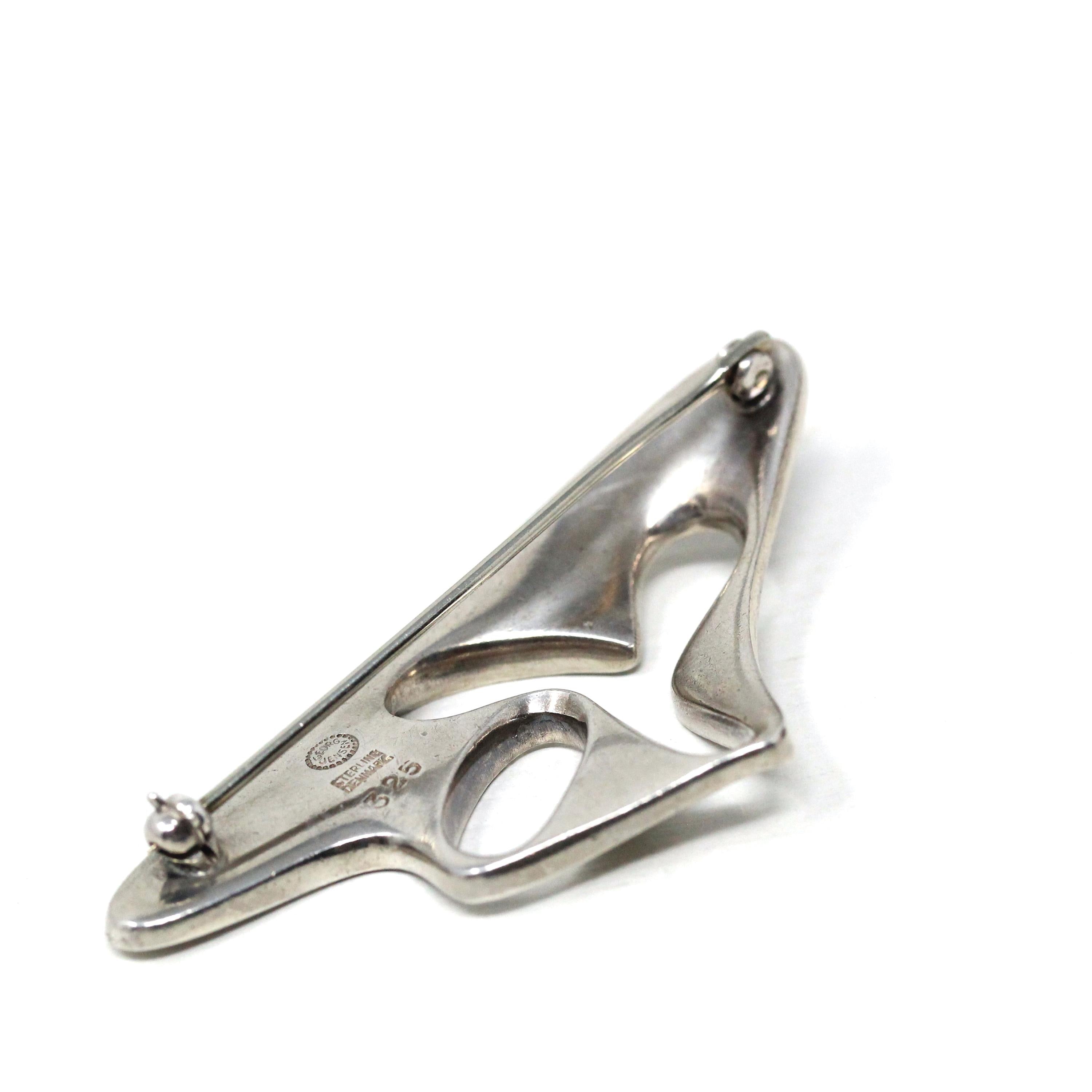 Amoeba Collectible Brooch - Art Deco Sterling Silver Organic Shape Cutout Pin - Copenhagen DK - Dated 1945 Era Georg Jensen Danish Jewelry