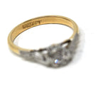 Star Diamond Ring - Retro Era English 18k Yellow Gold & Platinum Natural .10 CT Engagement Ring - Circa 1970s Size 5 3/4 Fine Bridal Jewelry