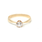 Antique Engagement Ring - Edwardian 10k Yellow Gold Created White Sapphire Solitaire - Vintage 1910s Era Size 8 Handmade Bridal Fine Jewelry