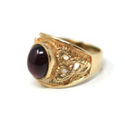 Celtic Garnet Ring - Modern 9k Yellow Gold Oval Natural Genuine Red Cabochon Gemstone - Estate Size 6 Knot Fine January Birthstone Jewelry