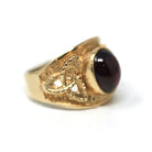 Celtic Garnet Ring - Modern 9k Yellow Gold Oval Natural Genuine Red Cabochon Gemstone - Estate Size 6 Knot Fine January Birthstone Jewelry