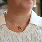 Vintage Doberman Charm - Retro Era 14k White Gold Figural Detailed Heavy Canine Dog Pendant Necklace Circa 1970s - Fine 70s Animal Jewelry