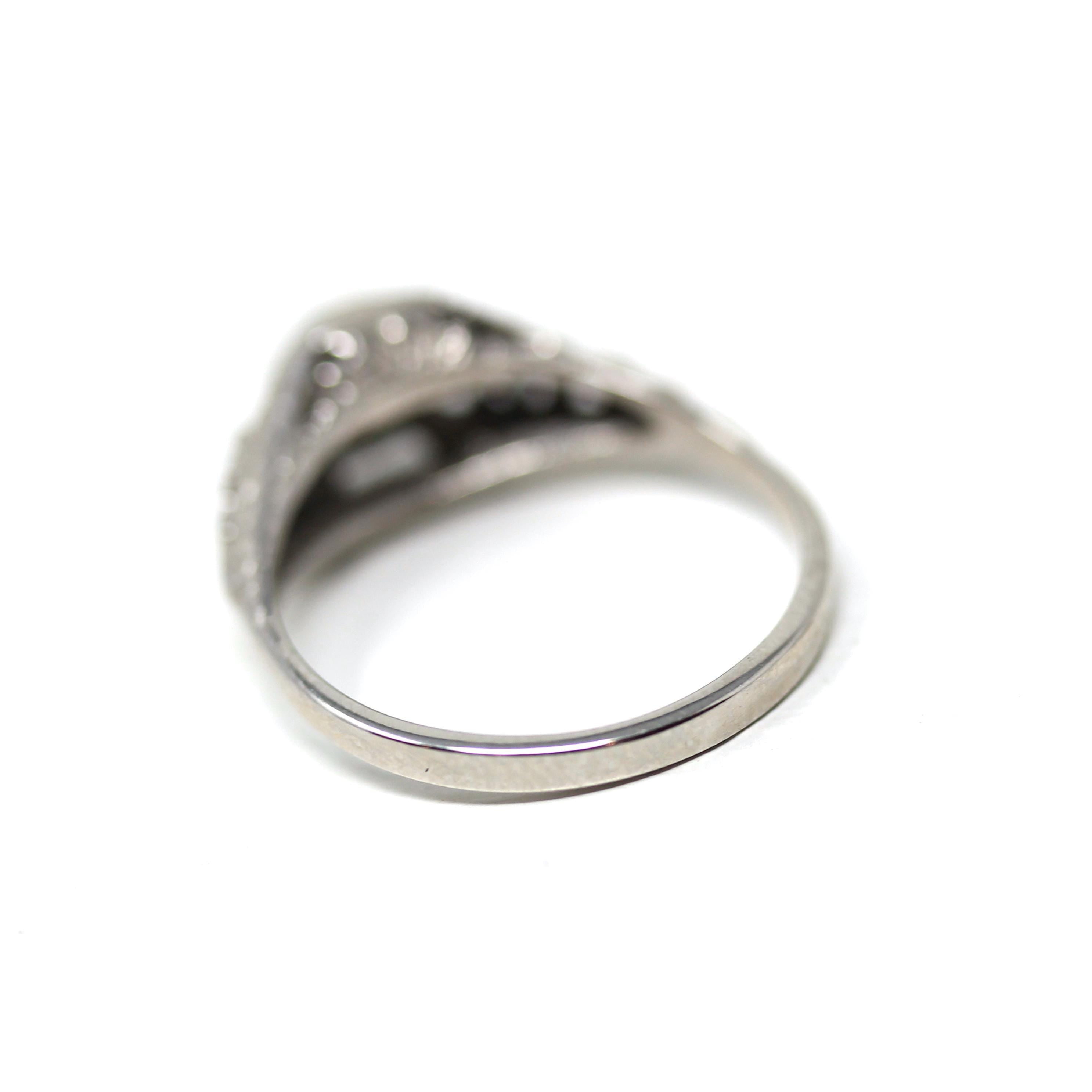 Vintage Engagement Ring - Art Deco Platinum Natural Genuine Diamond Wedding - Antique Circa 1920s Size 5 3/4 Bridal Filigree Fine Jewelry