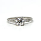 Vintage Engagement Ring - Platinum Old European Cut .89 CTW Natural Diamond - Size 7 Mid Century 1950s Era Fine Report Jewelry