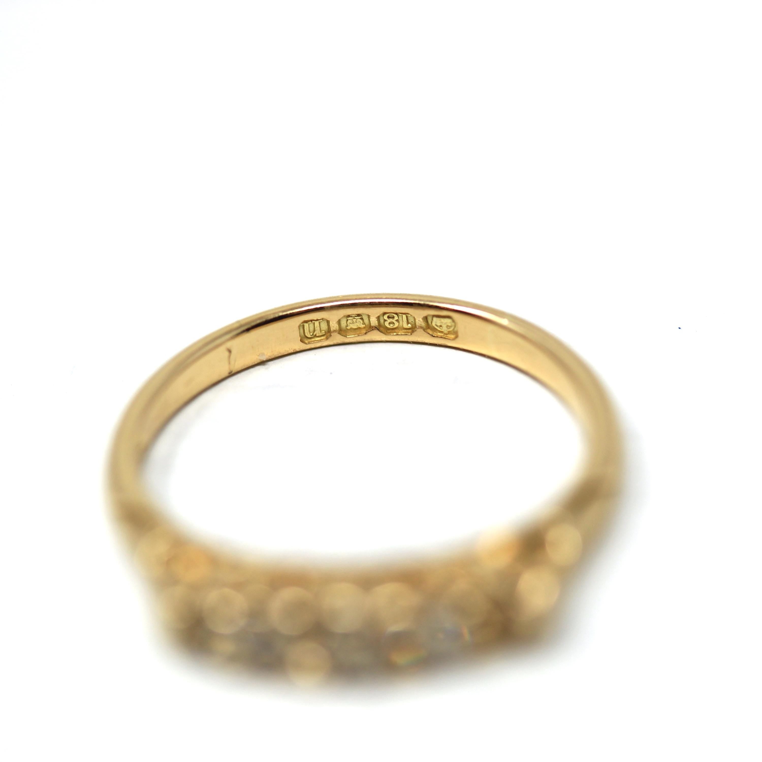 Antique Diamond Band - Edwardian Era 18k Yellow Gold Natural Gems Wedding Ring - Vintage Early 1900s London English Fine Stacking Jewelry