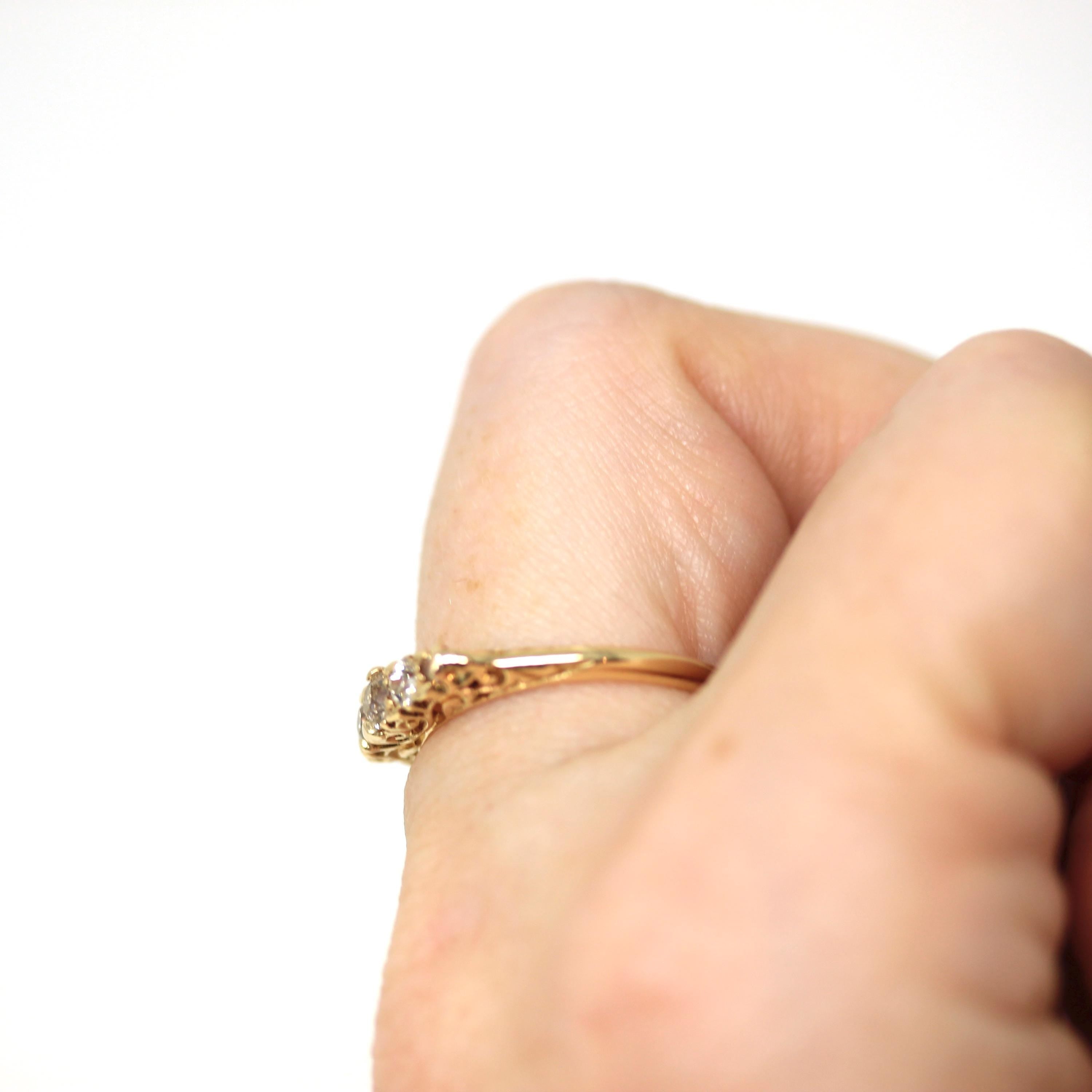 Antique Diamond Band - Edwardian Era 18k Yellow Gold Natural Gems Wedding Ring - Vintage Early 1900s London English Fine Stacking Jewelry