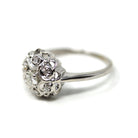 Diamond Cluster Ring - Mid Century 14k White Gold Genuine Natural Gemstones - Vintage Circa 1950s Size 7 Bridal Flower Halo Fine 50s Jewelry