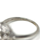 Diamond Cluster Ring - Mid Century 14k White Gold Genuine Natural Gemstones - Vintage Circa 1950s Size 7 Bridal Flower Halo Fine 50s Jewelry