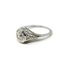 Vintage Diamond Ring - Art Deco 18k White Gold Natural Gemstone Solitaire - Circa 1930s Era Size 5 1/4 Filigree Octagonal Fine 30s Jewelry