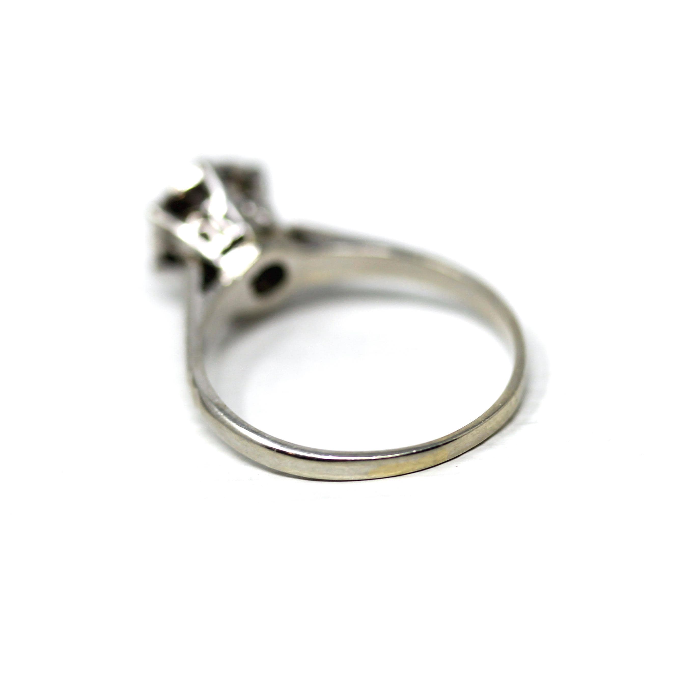 Diamond Cluster Ring - Art Deco 18k White Gold Basket Filigree Genuine Natural Gems Engagement - Vintage 1930s Size 7 Bridal Fine Jewelry