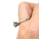 Diamond Cluster Ring - Art Deco 18k White Gold Basket Filigree Genuine Natural Gems Engagement - Vintage 1930s Size 7 Bridal Fine Jewelry