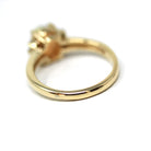 Opal & Diamond Ring - Modern 9ct Yellow Gold Oval Cut October Birthstone Gemstone - Circa 2000's Era Size 6 Fine Estate Statement Jewelry