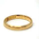 Antique Wedding Band - Edwardian Era 18k Yellow Gold Unadorned Wedding Ring - Engraved Date 1919 Size 7 1/2 Fine Inscribed Bridal Jewelry