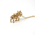 Vintage Taurus Charm - Retro Era 9k Yellow Gold Dainty Figural Bull Pendant Necklace - Hallmark Date 1967 Astrological Fine Zodiac Jewelry