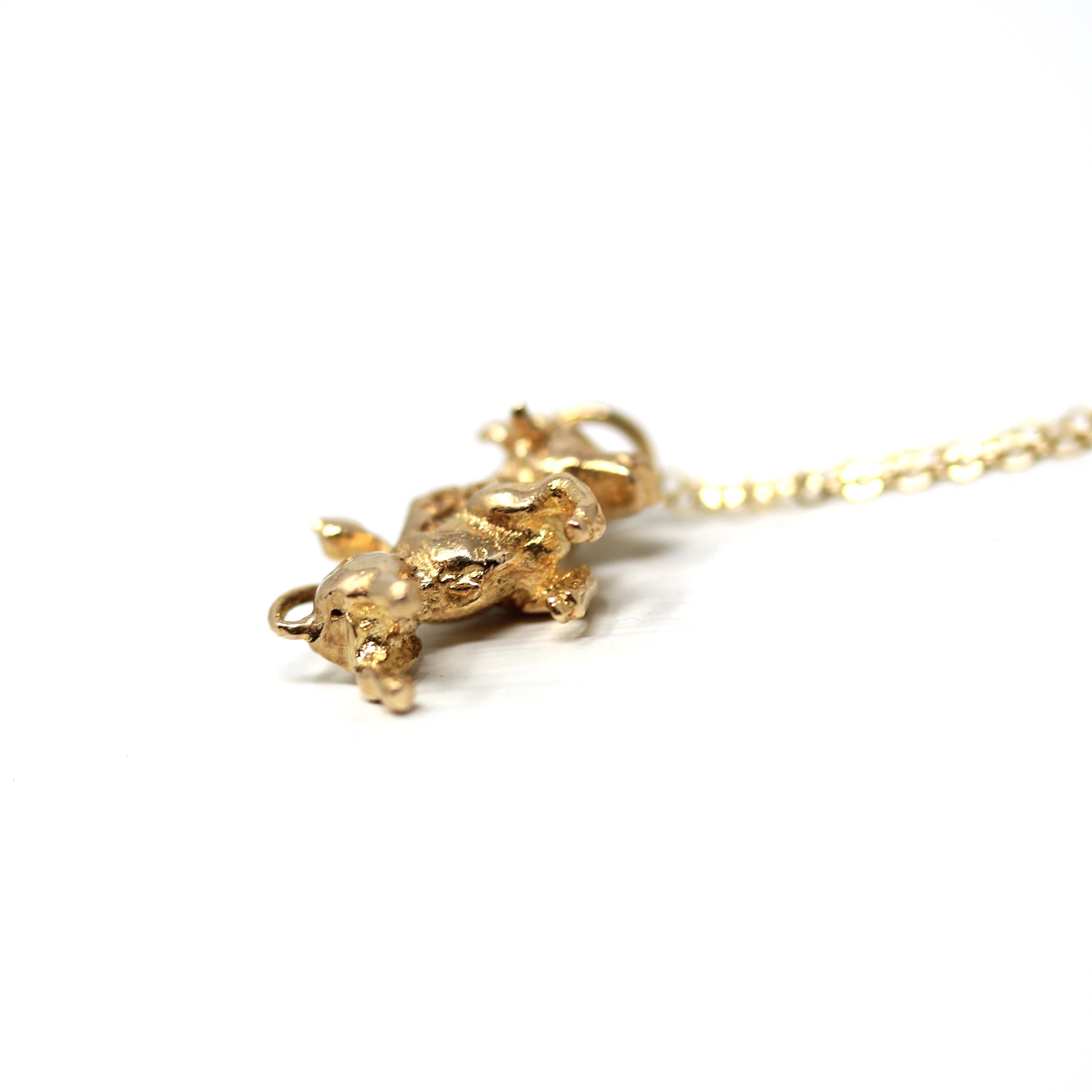 Vintage Taurus Charm - Retro Era 9k Yellow Gold Dainty Figural Bull Pendant Necklace - Hallmark Date 1967 Astrological Fine Zodiac Jewelry