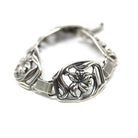 Vintage Flower Bracelet - Retro Sterling Silver Floral Panel Link Statement Chain - Circa 1940s Collectible Signed Danecraft Lily Jewelry
