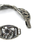 Vintage Flower Bracelet - Retro Sterling Silver Floral Panel Link Statement Chain - Circa 1940s Collectible Signed Danecraft Lily Jewelry