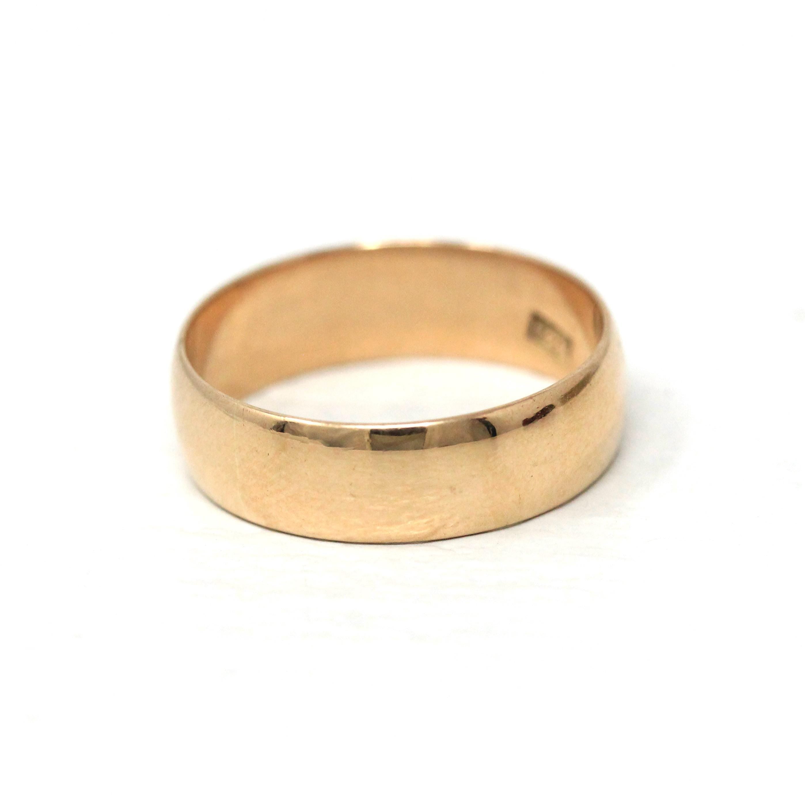 Antique Cigar Band - Edwardian 14k Rosy Yellow Gold Unadorned Wide Ring - Vintage Circa 1910s Size 7 1/2 - Unisex Wedding Fine 10s Jewelry