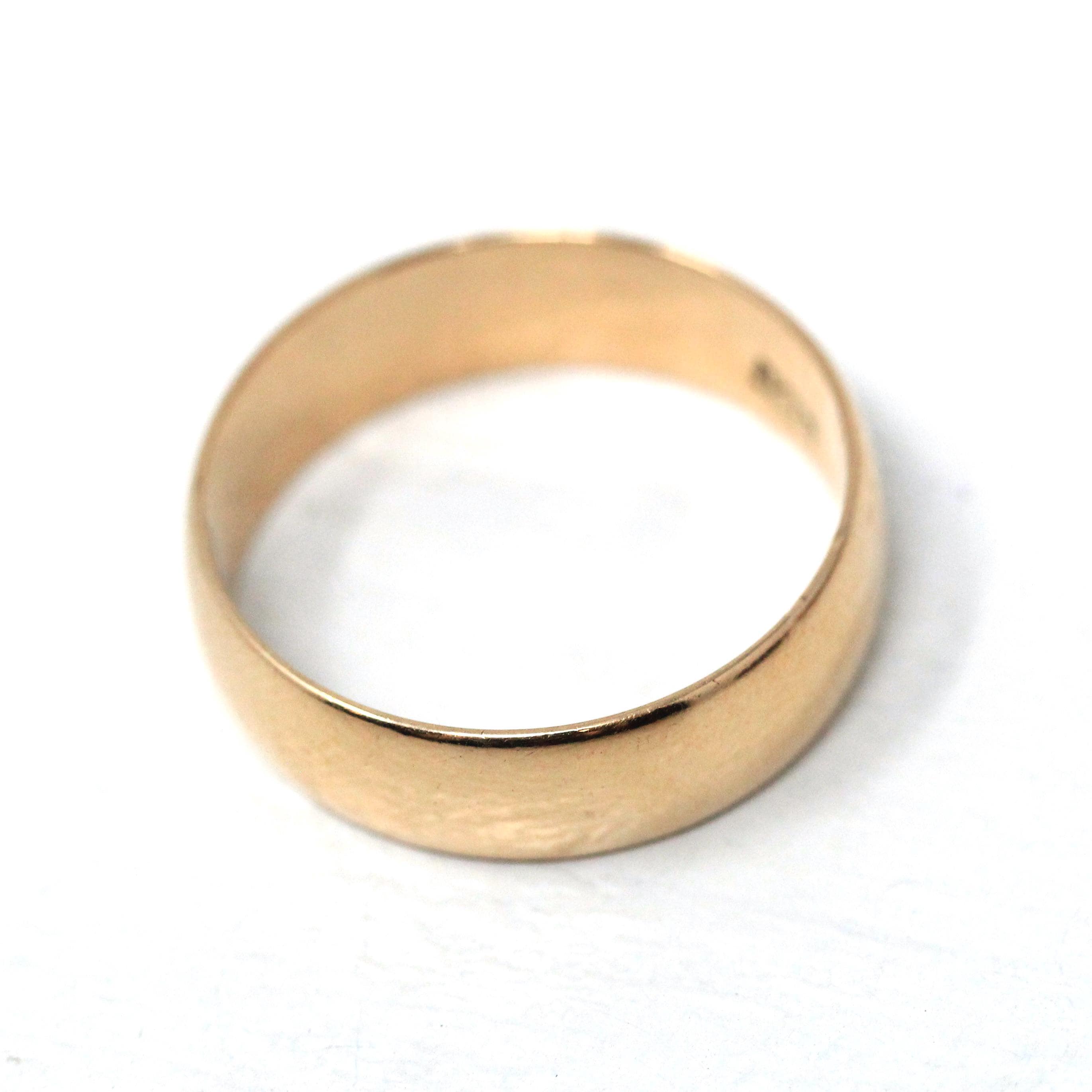 Antique Cigar Band - Edwardian 14k Rosy Yellow Gold Unadorned Wide Ring - Vintage Circa 1910s Size 7 1/2 - Unisex Wedding Fine 10s Jewelry