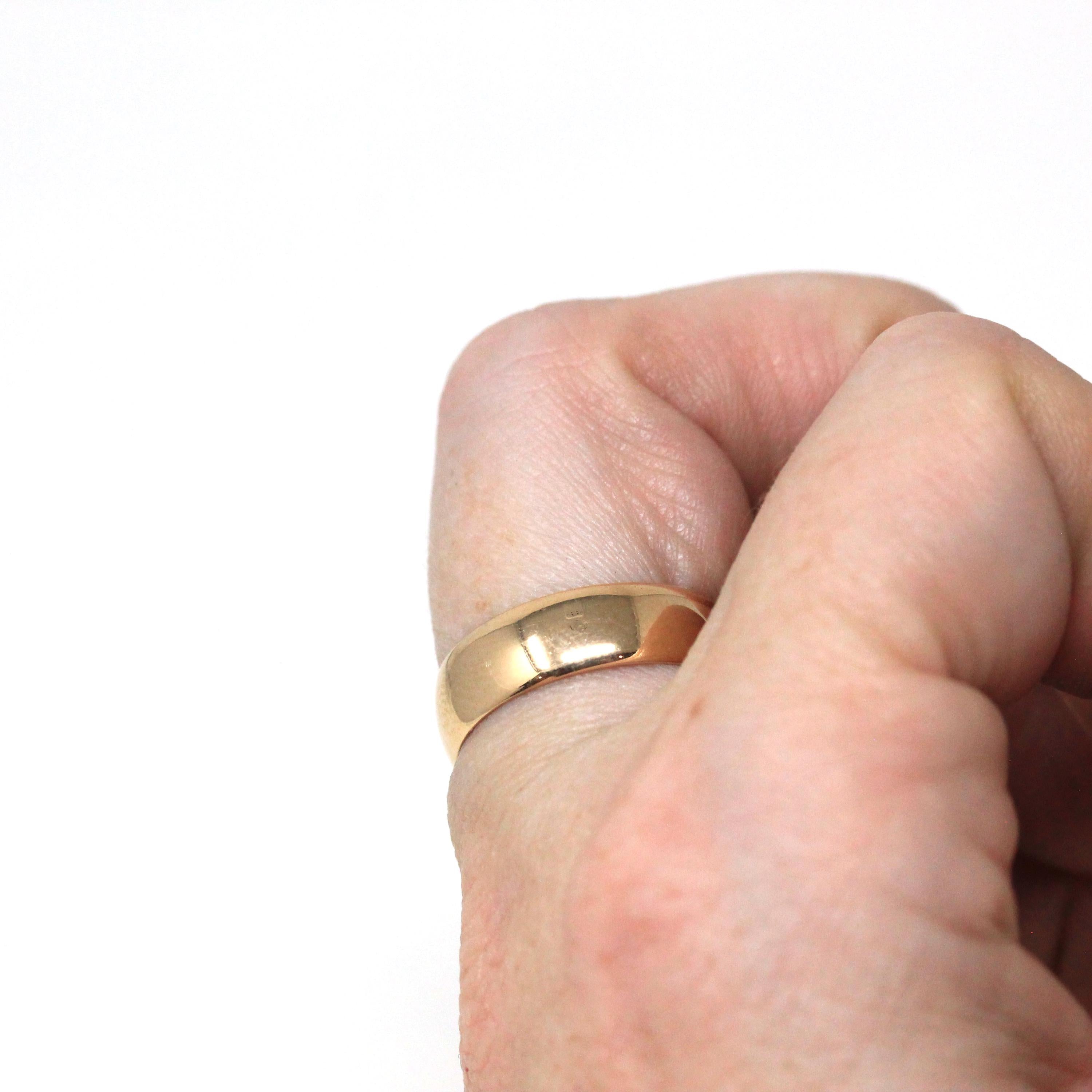 Antique Cigar Band - Edwardian 14k Rosy Yellow Gold Unadorned Wide Ring - Vintage Circa 1910s Size 7 1/2 - Unisex Wedding Fine 10s Jewelry