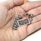 Vintage Floral Earrings - Retro Sterling Silver Dangle Drop Non-Pierced Screw Backs- Circa 1960s Era Open Metal Filigree Flower 60's Jewelry