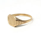 Vintage "MDH" Signet Ring - Retro 10k Yellow Gold Engraved Letters Initials Statement - Circa 1940s Size 7 Esemco Monogrammed Fine Jewelry