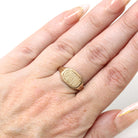 Vintage "MDH" Signet Ring - Retro 10k Yellow Gold Engraved Letters Initials Statement - Circa 1940s Size 7 Esemco Monogrammed Fine Jewelry