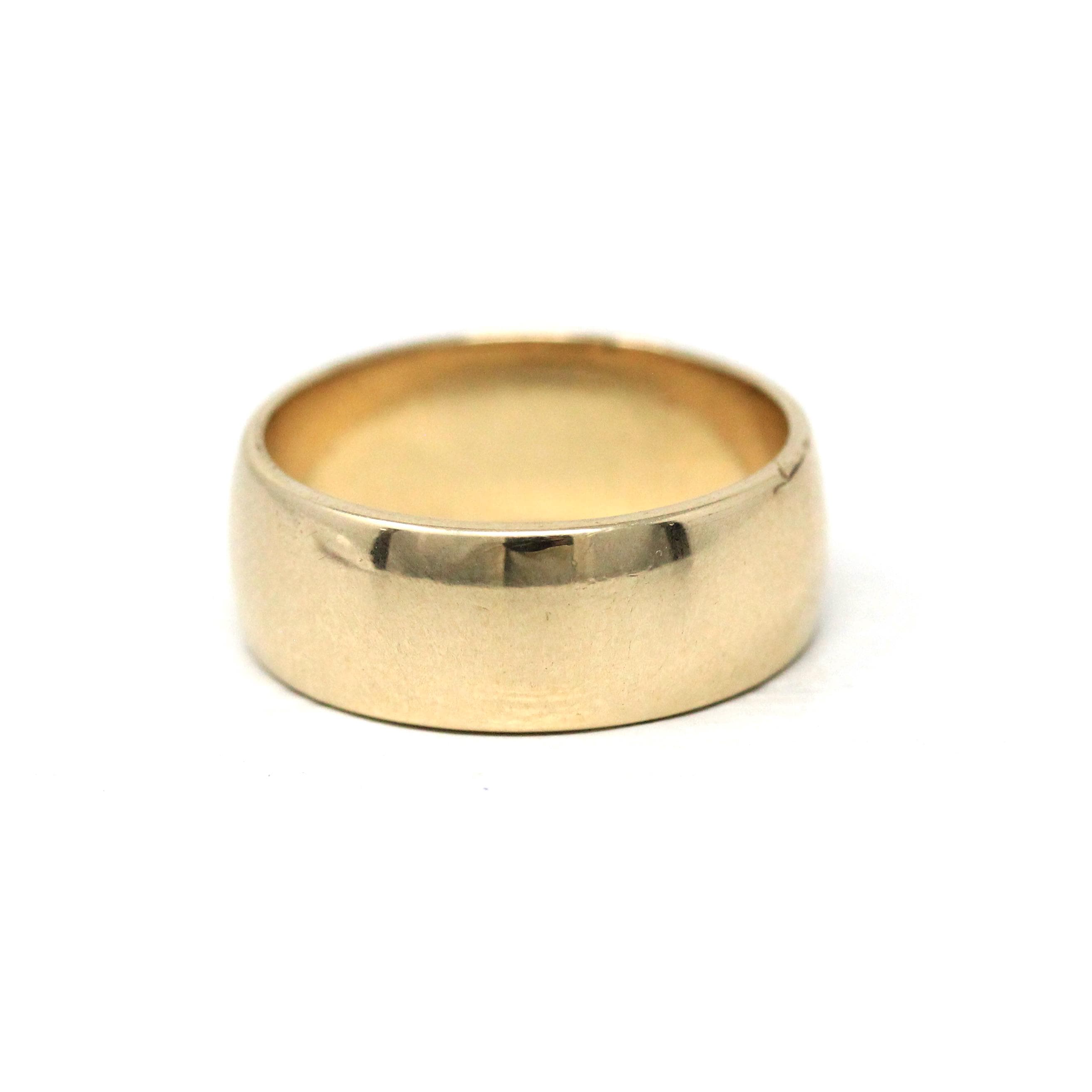 Vintage Ring Band - 7.18 MM Wide 9k Yellow Gold London England UK - Circa 1970 Size 6 1/2 English Hallmarks 1977 Fine Minimalist 70s Jewelry