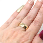 Vintage Ring Band - 7.18 MM Wide 9k Yellow Gold London England UK - Circa 1970 Size 6 1/2 English Hallmarks 1977 Fine Minimalist 70s Jewelry