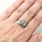 Mid Century Diamond Swirl Ring - Vintage 14K White Gold .50 CTW Diamond Gemstones - Circa 1950s Era Size 6 1/2 Fine Engagement Jewelry