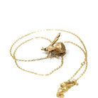 Modern Bee Charm - 14k Yellow Gold Green Tourmaline Pin Conversion Pendant Necklace - Vintage 1980s Figural Bug Fine Statement Jewelry