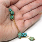 Antique Turquoise Necklace - Edwardian 9k Yellow Gold Natural Genuine Blue Green Gems Station Chain - Vintage Circa 1910s Era Fine Jewelry